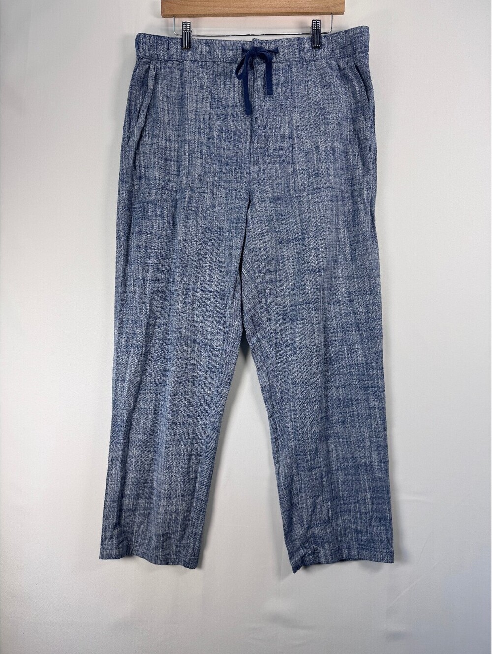 John Blair Coastal Pull On Cotton Casual Pants Mens L Blue Beach Resort Wear